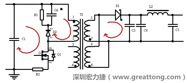 元件布局的時候，要優(yōu)先考慮高頻脈沖電流和大電流的環(huán)路面積，盡可能地減小,以抑制開關電源的輻射干擾