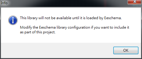 存檔離開(kāi)。它會(huì)提醒你，要增加library搜尋路徑， 不然無(wú)法在library browser 找到你的library 