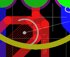 圖28 雙層手動布線?使用Shift +SPACEBAR來選擇各種線的角度模式。