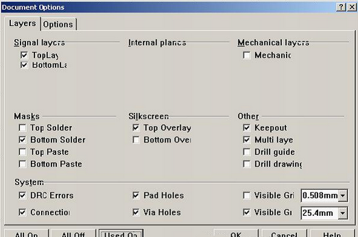 按“L”打開層設(shè)置窗口，打開各層圖形進行初步檢查，看文件有無設(shè)計上的問題或有無特殊的、在處理文件時需特別留意之處